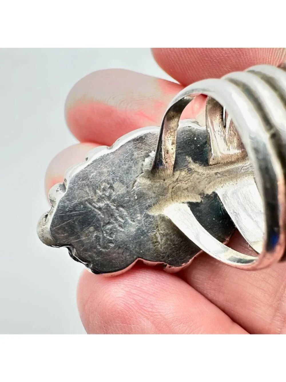 Vintage Native American Blue Turquoise Sterling Silver Ring Size 8 Mens Womens